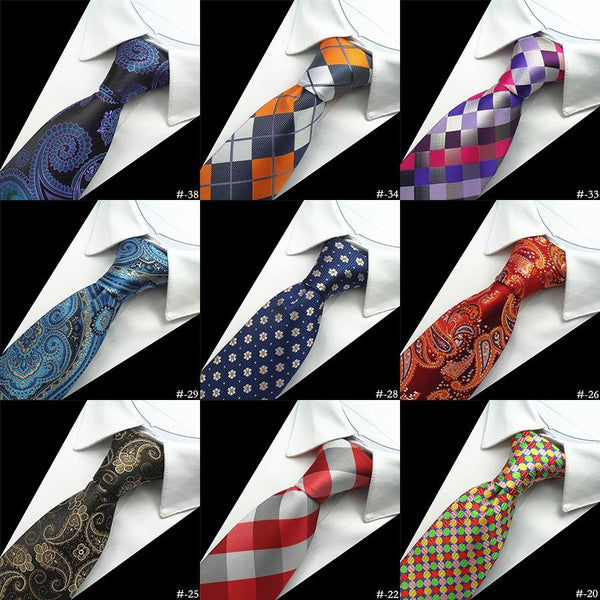 8cm Silk Men's Plaid Paisley Neck Ties for Classic Business Wedding Wear  -  GeraldBlack.com