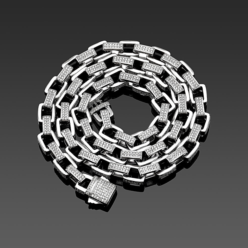 8mm Ice Box Link Chain Full Micro Pave Cubic Zirconia Necklace for Men  -  GeraldBlack.com