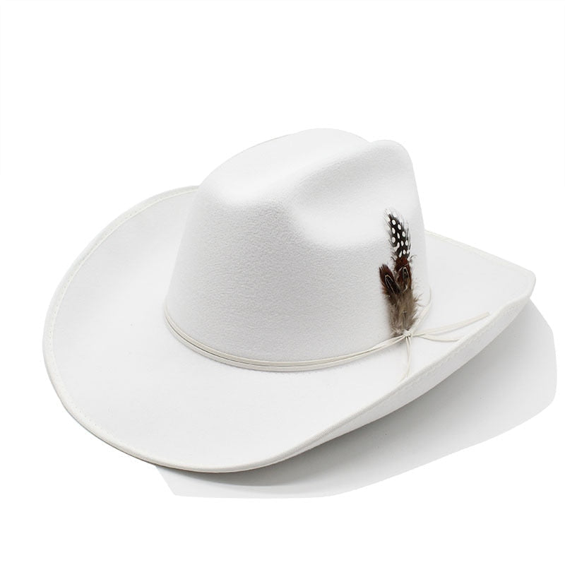 9.5CM Wide Brim Unisex Western Cowboy Vintage Fascinator Cowgirl Jazz Hat Cloche Church Caps  -  GeraldBlack.com