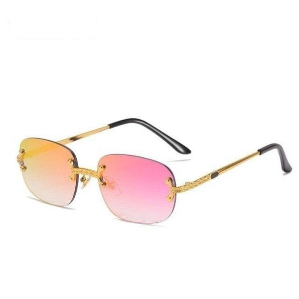90s Vintage Rimless Fashion Small Oval UV400 Sunglasses for Women - SolaceConnect.com