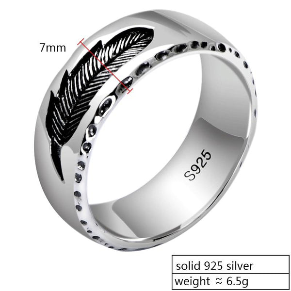 925 Silver Thai Punk Vintage Jewelry Rock Feather Ring for Men Women - SolaceConnect.com