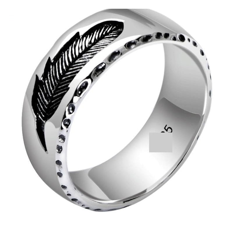 925 Silver Thai Punk Vintage Jewelry Rock Feather Ring for Men Women  -  GeraldBlack.com