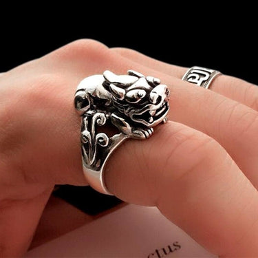 925 Silver Vintage Lucky Symbol Animal Brave TroopsPunk Ring for Men  -  GeraldBlack.com