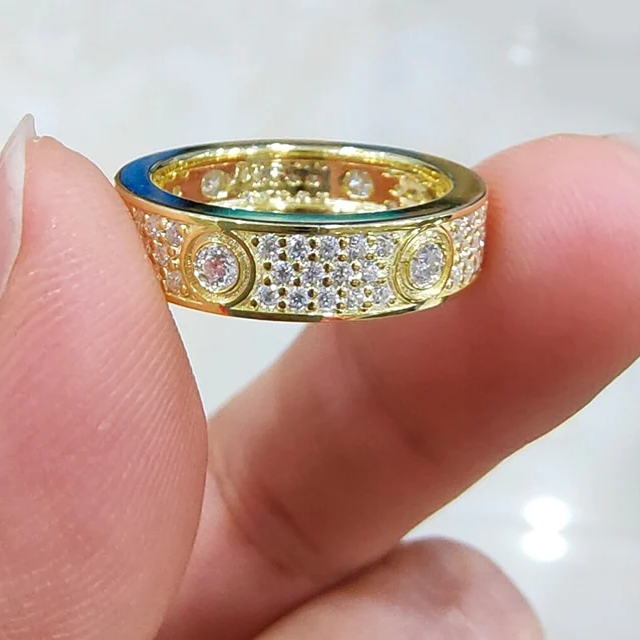 925 Silver Yellow Gold Plated Classic Luxury Love Ring for Women  -  GeraldBlack.com