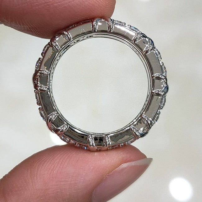 925 Sterling Silver 3mm Round White Moissanite Stone Ring for Men Women  -  GeraldBlack.com