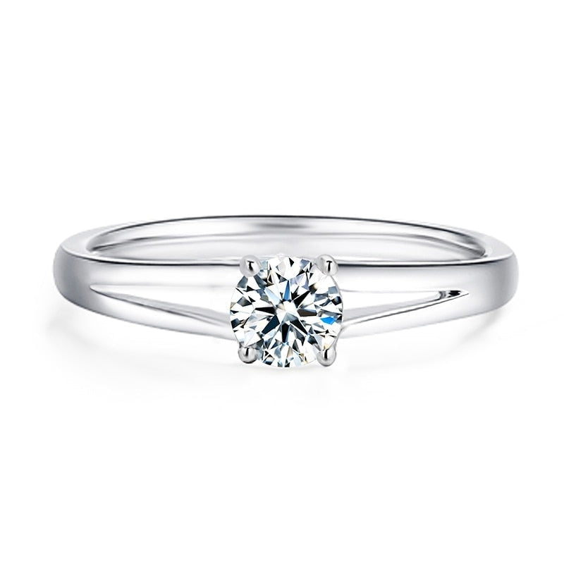 925 Sterling Silver 5mm Round Shape Moissanite Stone Ring for Women  -  GeraldBlack.com