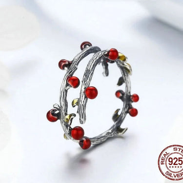 925 Sterling Silver Autumn Withered Tree Leaves Adjustable Finger Rings for Women Wedding Ring Jewelry Anel SCR442  -  GeraldBlack.com