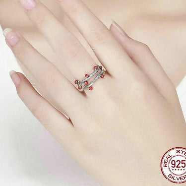 925 Sterling Silver Autumn Withered Tree Leaves Adjustable Finger Rings for Women Wedding Ring Jewelry Anel SCR442  -  GeraldBlack.com