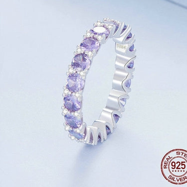 925 Sterling Silver Blue Simple Finger Ring Stackable Eternity Bands for Women Gift Platinum Plated Fine Jewelry BSR335  -  GeraldBlack.com