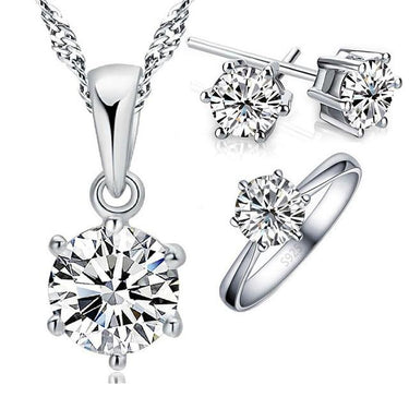 925 Sterling Silver Bridal Jewelry Sets for Women with Cubic Zircon Crystal  -  GeraldBlack.com