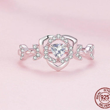925 Sterling Silver Clear Zircon Rose Finger Ring Flower Ring for Women Birthday Engagement Gift Fine Jewelry BSR366  -  GeraldBlack.com