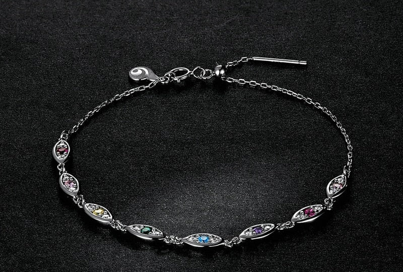 925 Sterling Silver Colorful Demon Eye Bracelet for Women Classic Crystal Silver Bracelet Fine Jewelry Gift  -  GeraldBlack.com