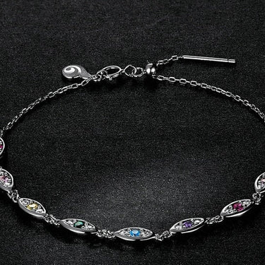 925 Sterling Silver Colorful Demon Eye Bracelet for Women Classic Crystal Silver Bracelet Fine Jewelry Gift  -  GeraldBlack.com