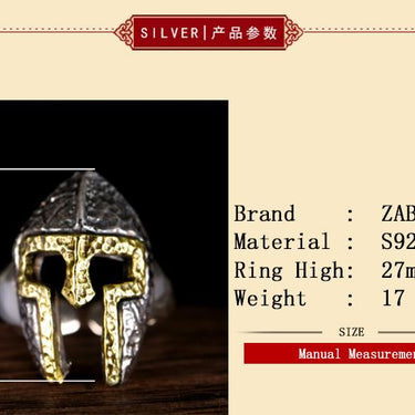 925 Sterling Silver Cool Warcraft Soldier Mask Punk Fashion Men's Ring - SolaceConnect.com