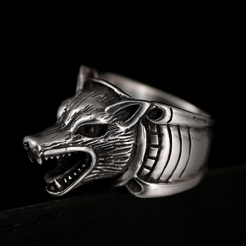 925 Sterling Silver Cool Wolf Howling Silhouette Vintage Punk Retro Ring - SolaceConnect.com