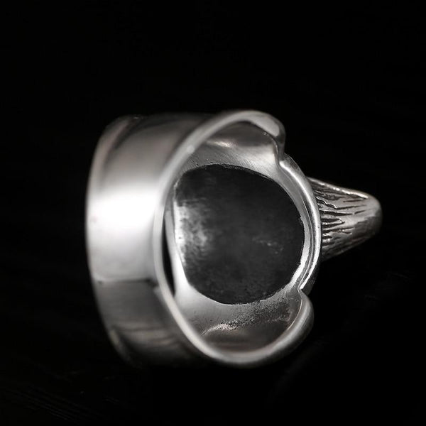 925 Sterling Silver Cool Wolf Howling Silhouette Vintage Punk Retro Ring - SolaceConnect.com