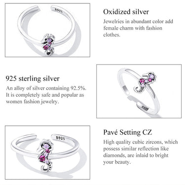 925 Sterling Silver Delicate Seahorse Open Ring for Women Cute Animal Ring for Girl Fine Jewelry Summer Beach Series Gift  -  GeraldBlack.com