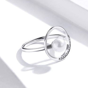 925 Sterling Silver Elegant Geometric Circle Finger Ring Shell Pearl Ring for Women Anniversary Engagement Jewelry SCR231  -  GeraldBlack.com