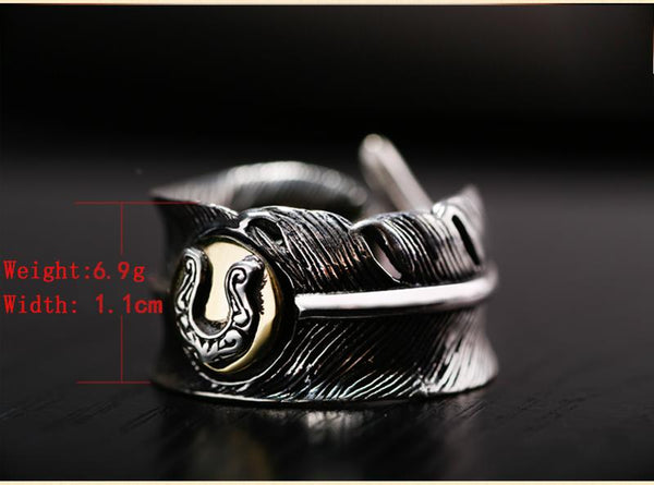 925 Sterling Silver Feather Vintage Retro Style High Quality Ring for Men - SolaceConnect.com