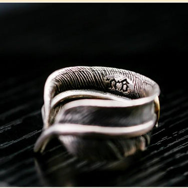 925 Sterling Silver Feather Vintage Retro Style High Quality Ring for Men - SolaceConnect.com