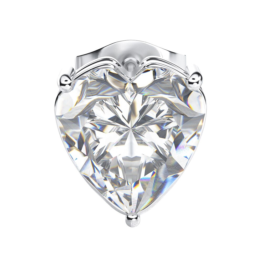 925 Sterling Silver Fine Jewelry Heart Moissanite Women's Stud Earrings  -  GeraldBlack.com