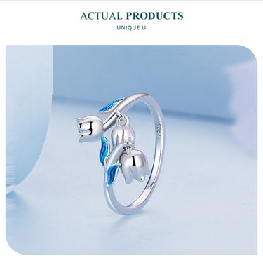 925 Sterling Silver Gorgeous Flowers Open Ring for Women Fine Plated Platinum Jewelry Engagment Band Bridal Gift BSR287  -  GeraldBlack.com