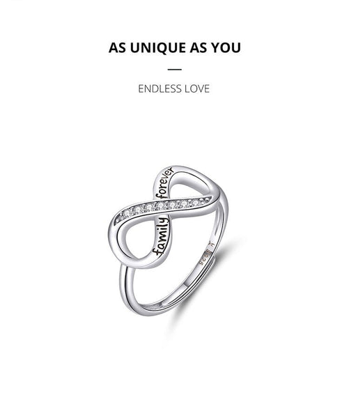 925 Sterling Silver Infinity Love Family Forever Finger Ring Adjustable Free Size Rings Fashion Clear CZ Jewelry SCR579  -  GeraldBlack.com