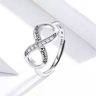 925 Sterling Silver Infinity Love Family Forever Finger Ring Adjustable Free Size Rings Fashion Clear CZ Jewelry SCR579  -  GeraldBlack.com