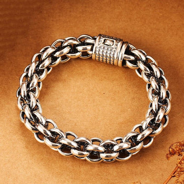 925 Sterling Silver Link Chain Handmade Punk Rock Men's Vintage Bracelet - SolaceConnect.com