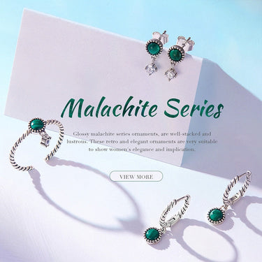 925 Sterling Silver Malachite Open Size Ring for Women Fine Jewelry Green Gem Stone Ring for Female Wedding Gift SCR853  -  GeraldBlack.com