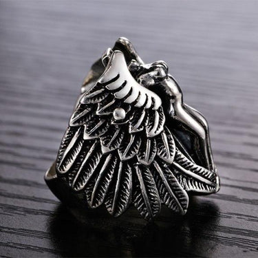 925 Sterling Silver Unisex Angel Wings Elegant Angel Fashion Ring - SolaceConnect.com