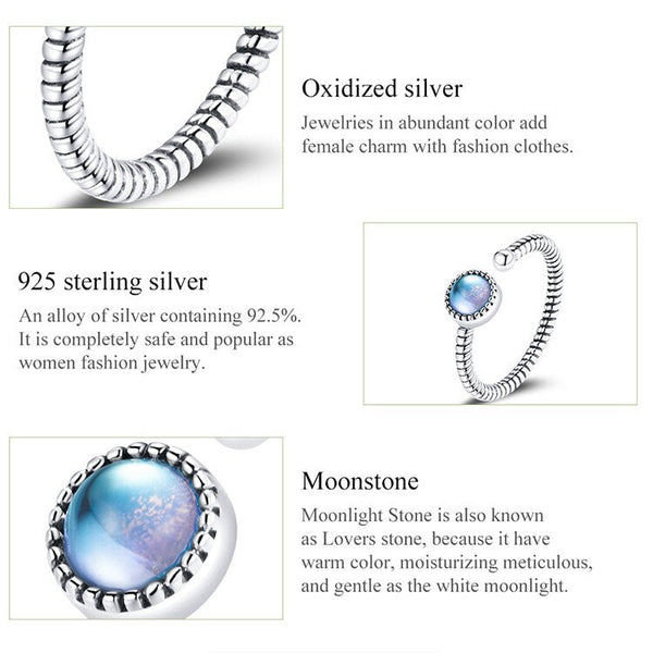 925 Sterling Silver Moonlight Lover Finger Rings for Women Vintage Retro Synthetic Moonstone Rings Fine Jewelry SCR698  -  GeraldBlack.com