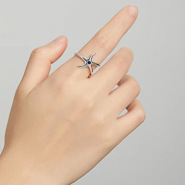 925 Sterling Silver Open Ring Starfish Ring CZ Adjustable Ring for Women Jewelry Best Gift BSR177  -  GeraldBlack.com