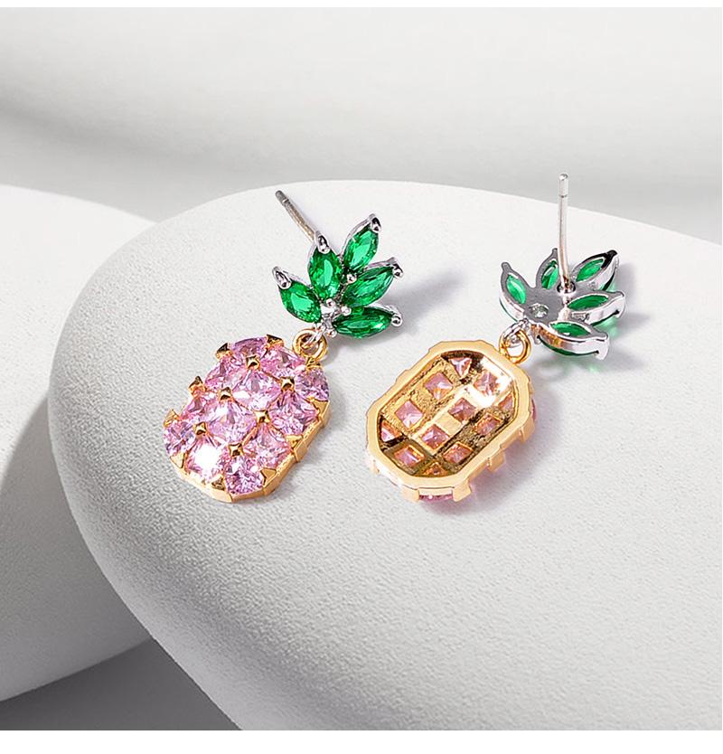 925 Sterling Silver Pineapple Stud Earring for Women with Green Zircon - SolaceConnect.com