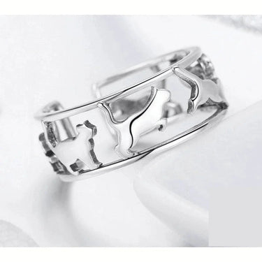 925 Sterling Silver Playing Cat Pussy Cocktail Finger Rings for Women Happy Cat Animal Ring Jewelry  -  GeraldBlack.com