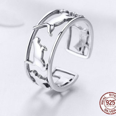925 Sterling Silver Playing Cat Pussy Cocktail Finger Rings for Women Happy Cat Animal Ring Jewelry Gift SCR473  -  GeraldBlack.com