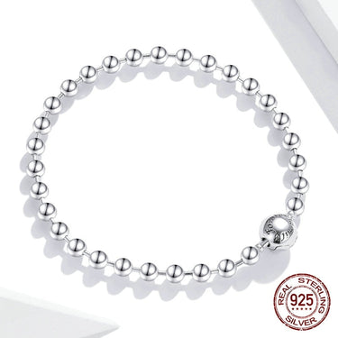925 Sterling Silver Pure Silver Round Bead Bracelet Forever Love Chain Women Fashion Basic Bracelets SCB208  -  GeraldBlack.com