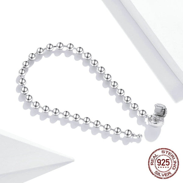 925 Sterling Silver Pure Silver Round Bead Bracelet Forever Love Chain Women Fashion Basic Bracelets SCB208  -  GeraldBlack.com