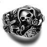 925 Sterling Silver Skull Cross Flower Eagle Vintage Ring for Men  -  GeraldBlack.com