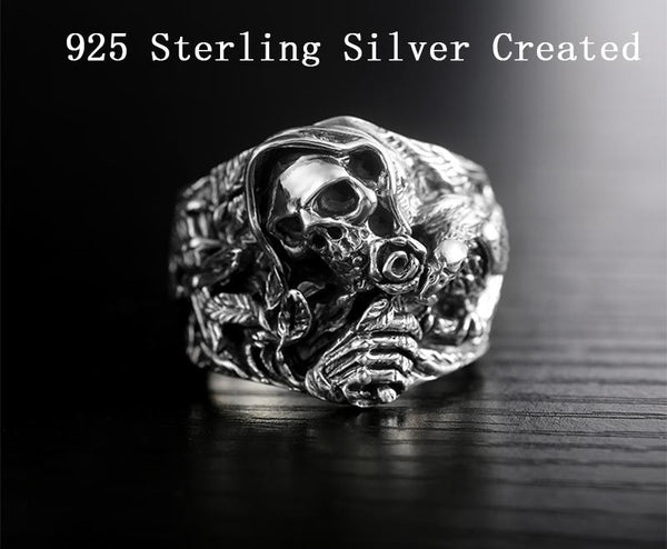 925 Sterling Silver Skull Cross Flower Eagle Vintage Ring for Men - SolaceConnect.com