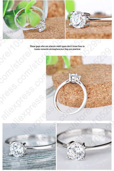 925 Sterling Silver Super Shiny Cubic Zircon Wedding Ring in Classic Style  -  GeraldBlack.com