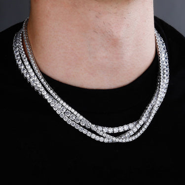 925 Sterling Silver Tennis Chain Spring Clasp Iced Out CZ Hip-hop Necklace  -  GeraldBlack.com