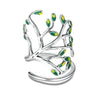 925 Sterling Silver Tree of Life Green Tree Leaves Adjustable Finger Rings for Women Sterling Silver Jewelry SCR454  -  GeraldBlack.com
