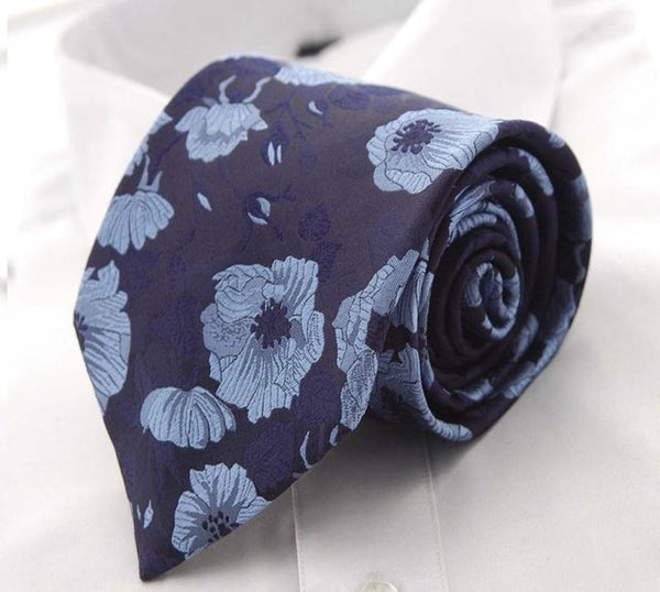 9cm Wide Silk Flower Pattern Novelty Style Polyester Necktie for Men  -  GeraldBlack.com