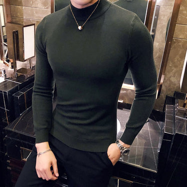 9Colors Fashion Autumn Winter Long Sleeve Knitted Sweater Men Clothing Simple Slim Fit Casual  -  GeraldBlack.com