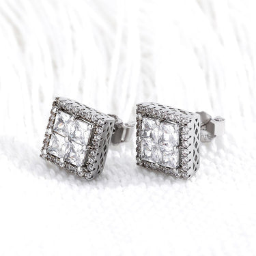 9mm Baguette Stud Iced Out Cubic Zirconia Classic Earrings for Women  -  GeraldBlack.com