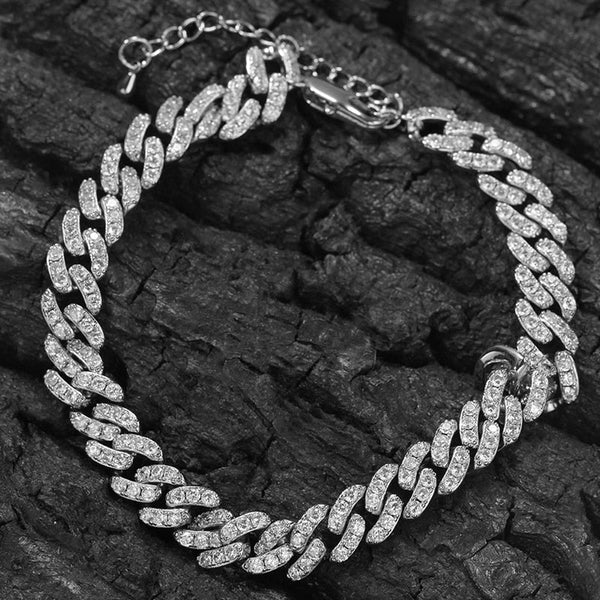 9mm Cuban Link Chain Bracelets for Women Men Hip Hop Bling Iced Out AAA Cubic Zirconia Chain Jewelry  -  GeraldBlack.com