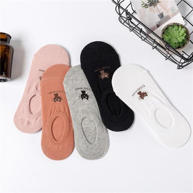 A Set of 5 Pairs Cute Harajuku Printed Low Ankle Summer Socks for Women - SolaceConnect.com