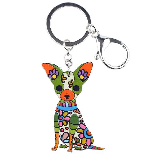 Acrylic Chihuahua Dog Key Chain Pom Bag Charm Gift for Women  -  GeraldBlack.com