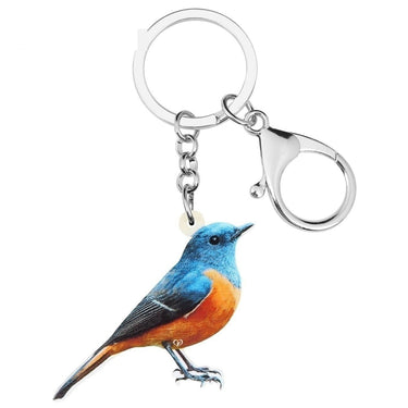 Acrylic Cute Red-flanked Bush Robin Bird Charm Animal Keychains Jewelry - SolaceConnect.com